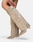 BYMARANO | Women's Suede Boots - Block Knee Height