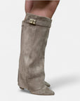 BYMARANO | Women's Suede Boots - Block Knee Height