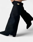 BYMARANO | Women's Suede Boots - Block Knee Height