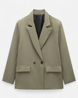 BYMARANO | Women’s Double-Breasted Blazer – Vintage Notched Elegance