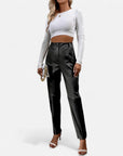 BYMARANO | Women's High-Waisted Faux Leather Trousers