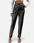 BYMARANO | Women's High-Waisted Faux Leather Trousers