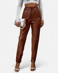 BYMARANO | Women's High-Waisted Faux Leather Trousers