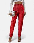 BYMARANO | Women's High-Waisted Faux Leather Trousers