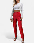 BYMARANO | Women's High-Waisted Faux Leather Trousers