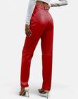 BYMARANO | Women's High-Waisted Faux Leather Trousers