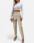 BYMARANO | Women's High-Waisted Faux Leather Trousers