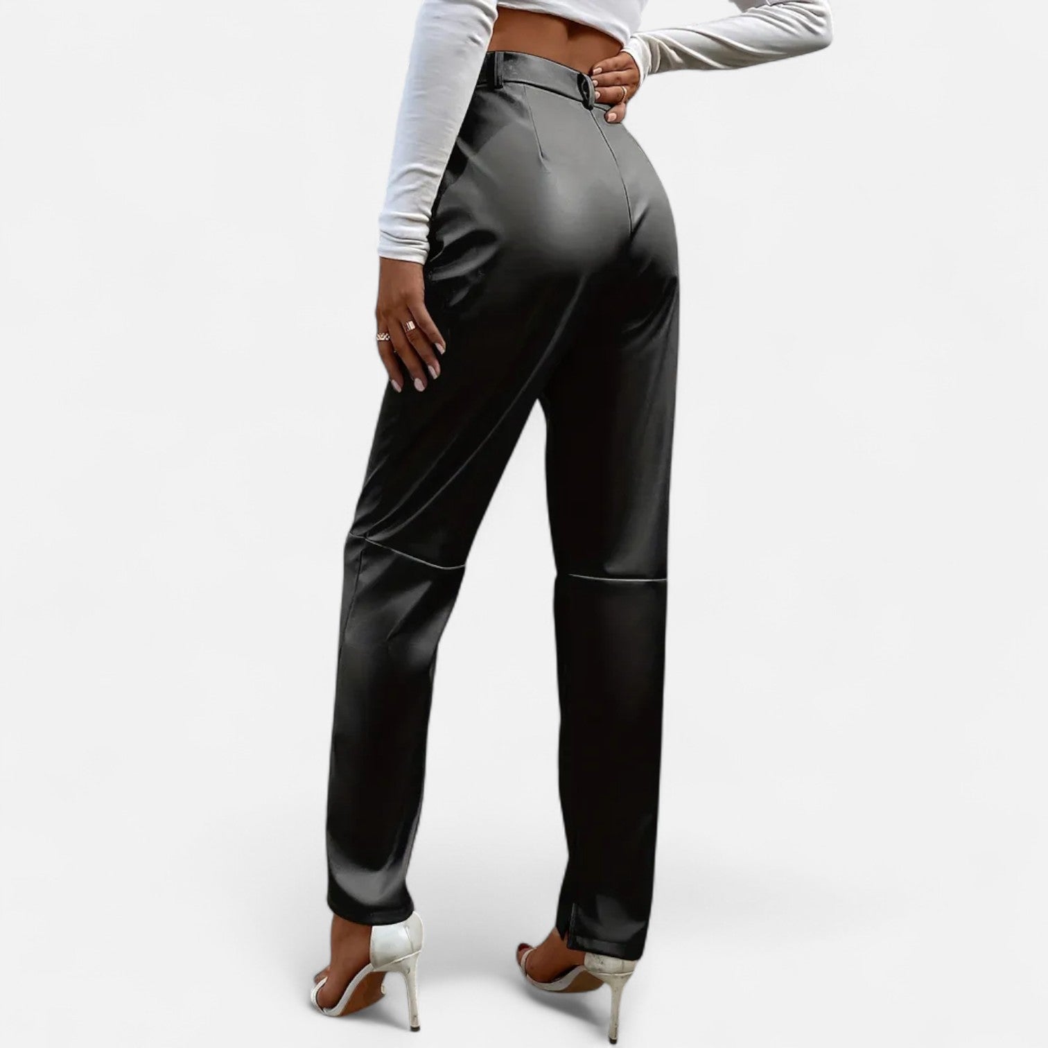 BYMARANO | Women&#39;s High-Waisted Faux Leather Trousers