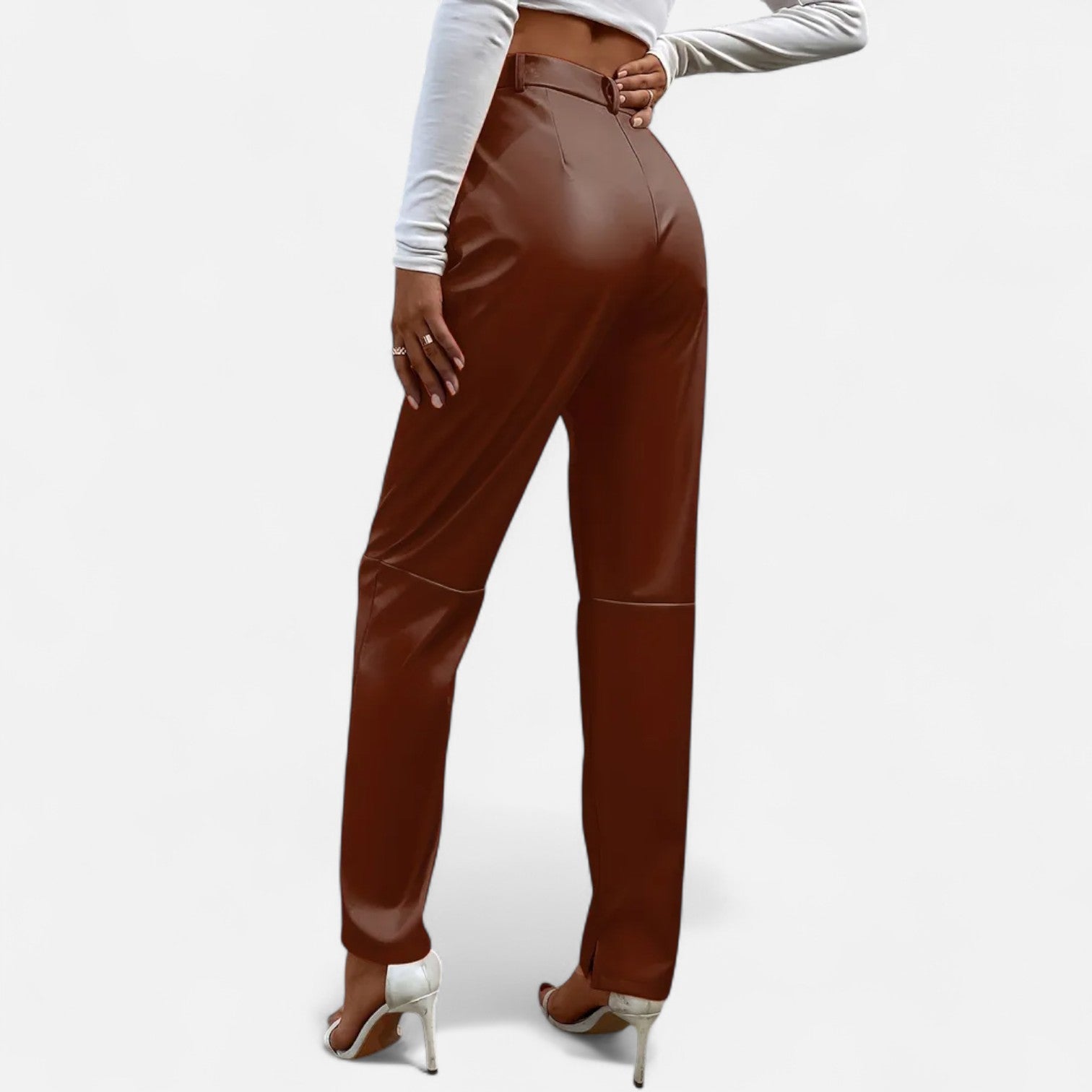 BYMARANO | Women&#39;s High-Waisted Faux Leather Trousers