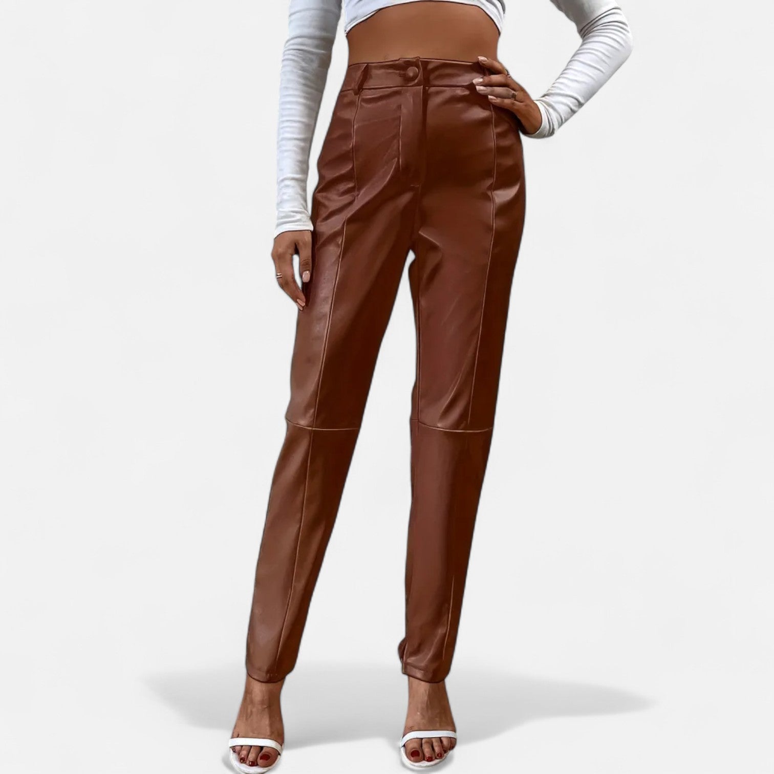 BYMARANO | Women&#39;s High-Waisted Faux Leather Trousers