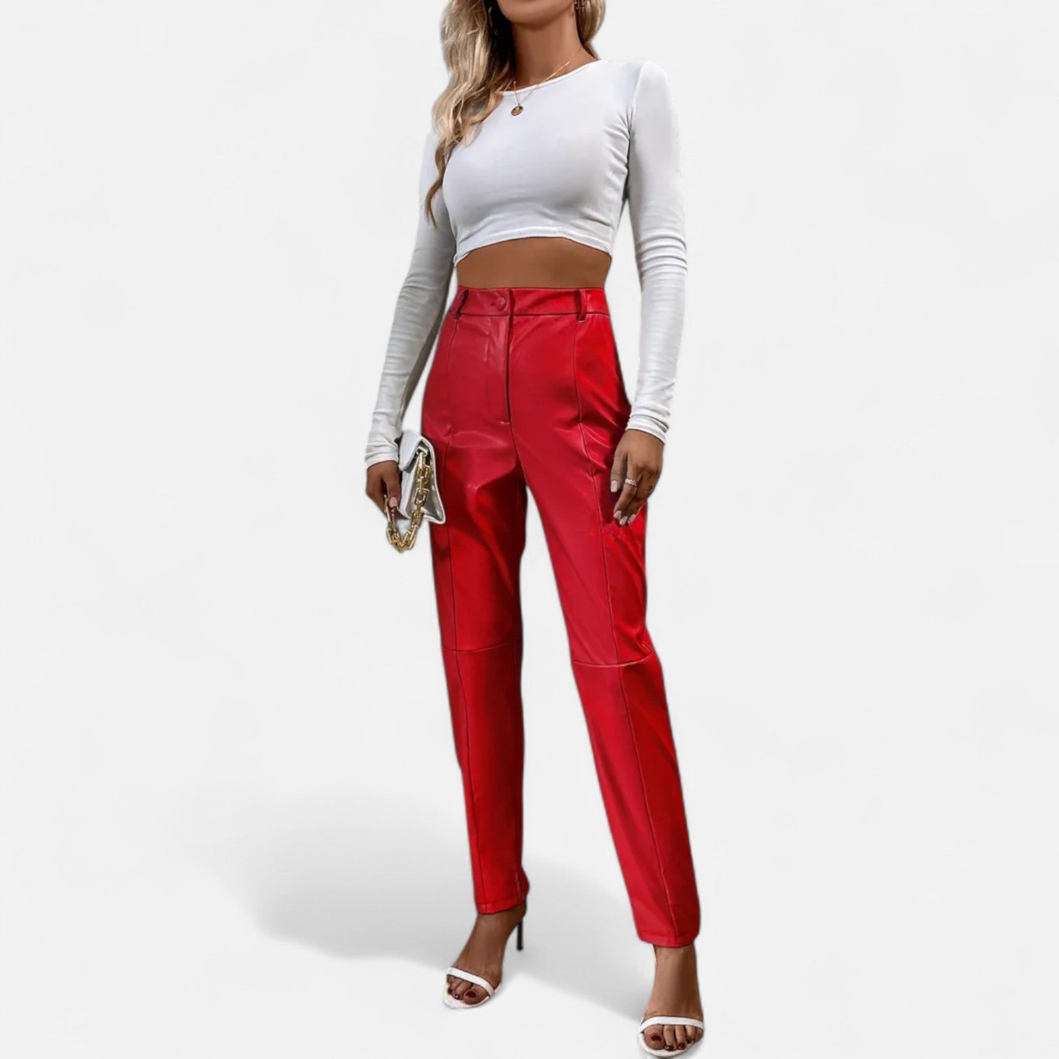 BYMARANO | Women&#39;s High-Waisted Faux Leather Trousers